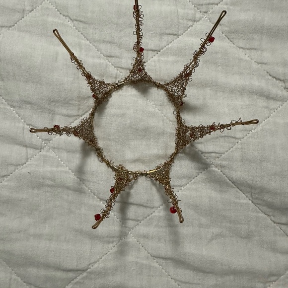 Small Elegant Gold Wire Crown with Red Accents main image 6